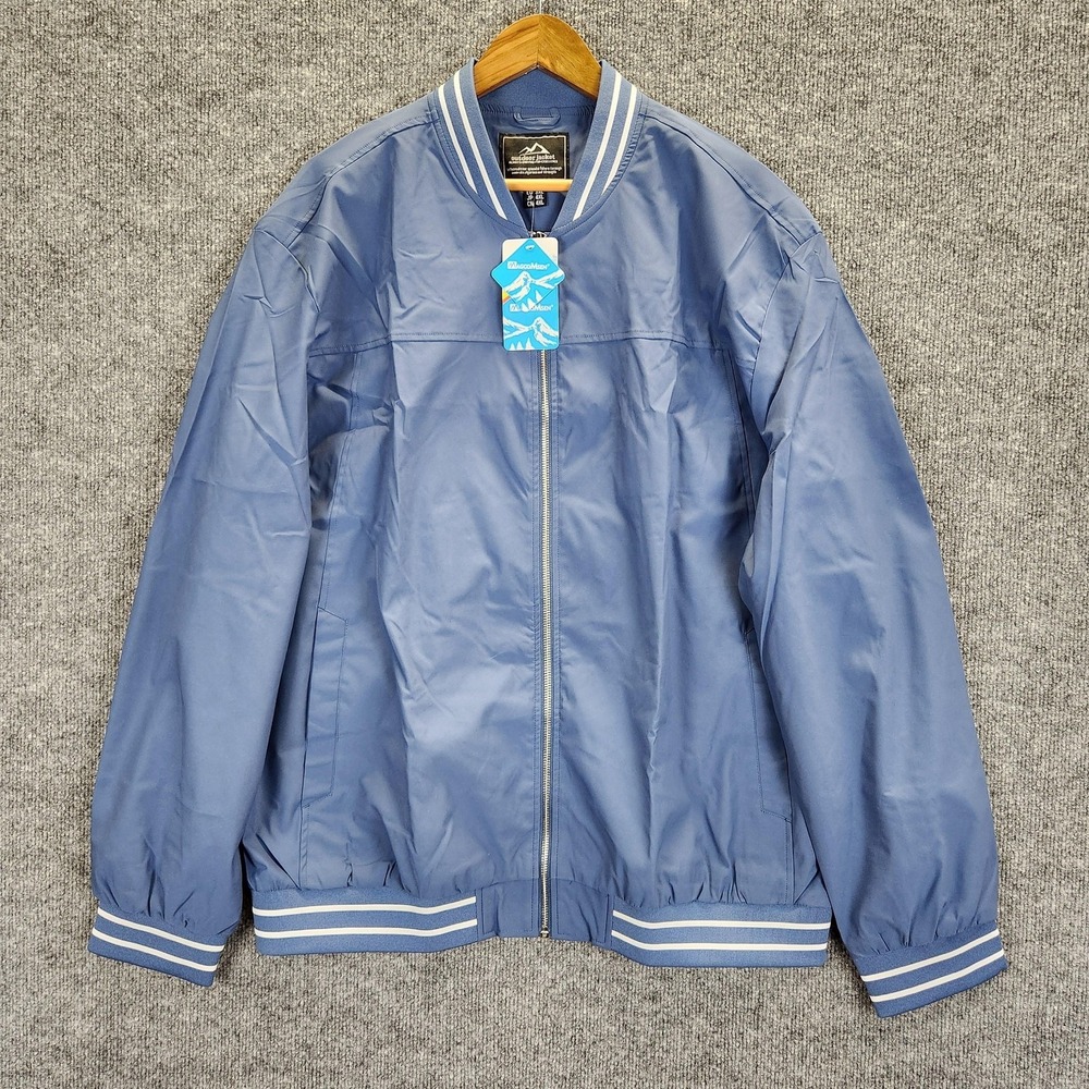 Magcomsen Jacket Mens 2XL Blue Lightweight Windbreaker Bomber Striped Trim